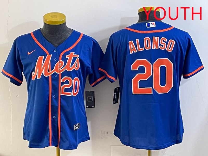 Youth New York Mets #20 Alonso Blue Game Nike 2025 MLB Jersey style 1->women mlb jersey->Women Jersey